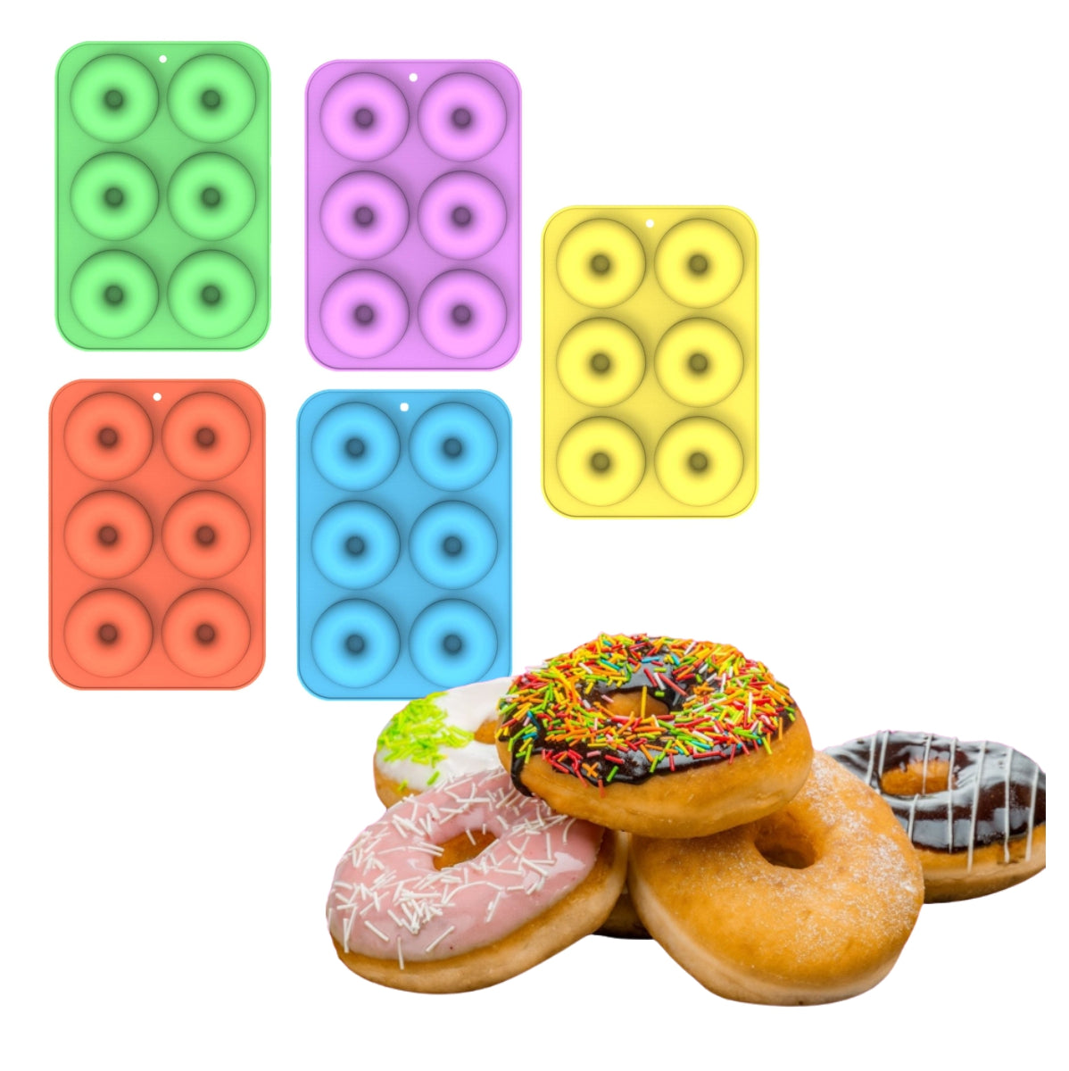 Molde Silicona Para Donut Donas 6 puesto