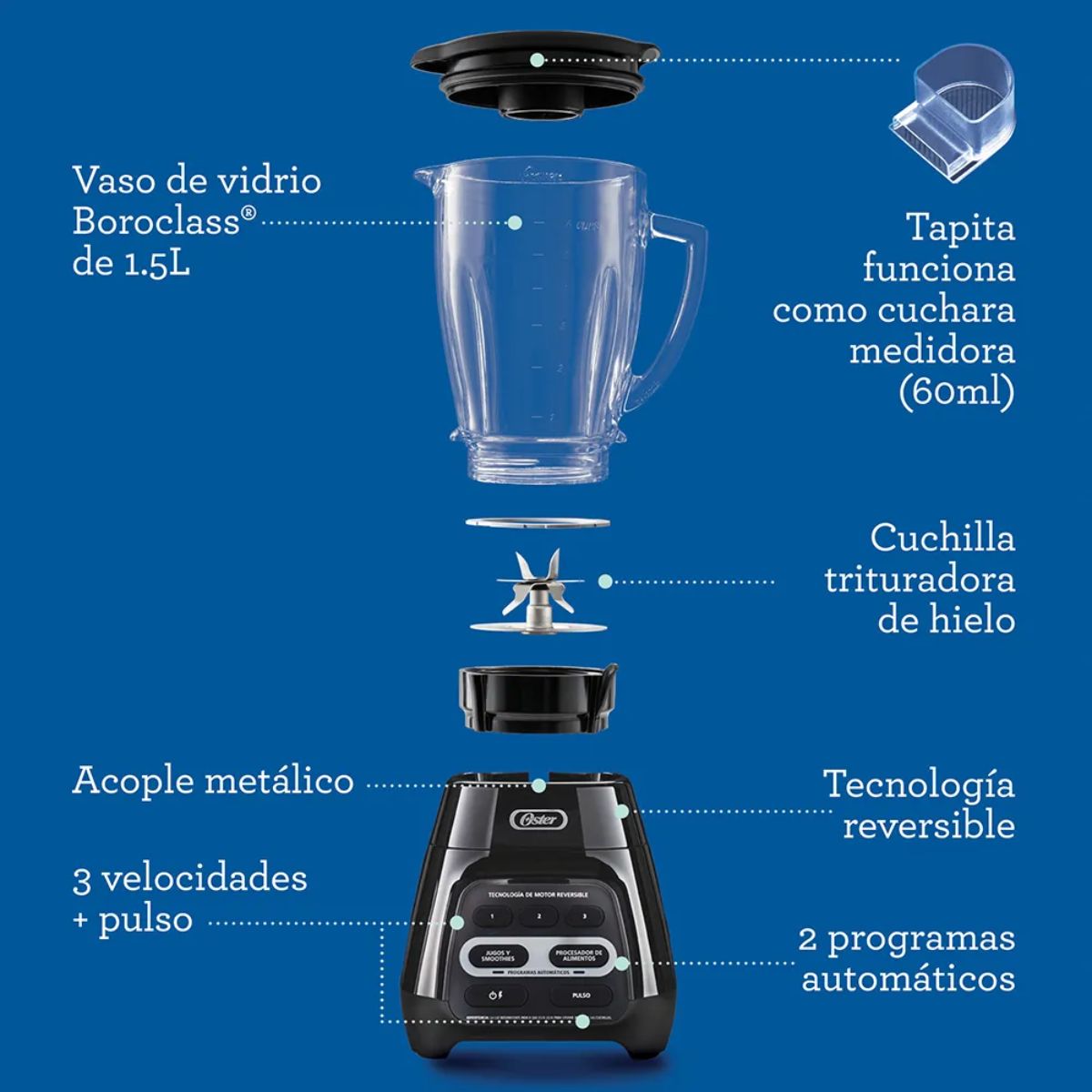 Oster™|Licuadora Reversible Automatica