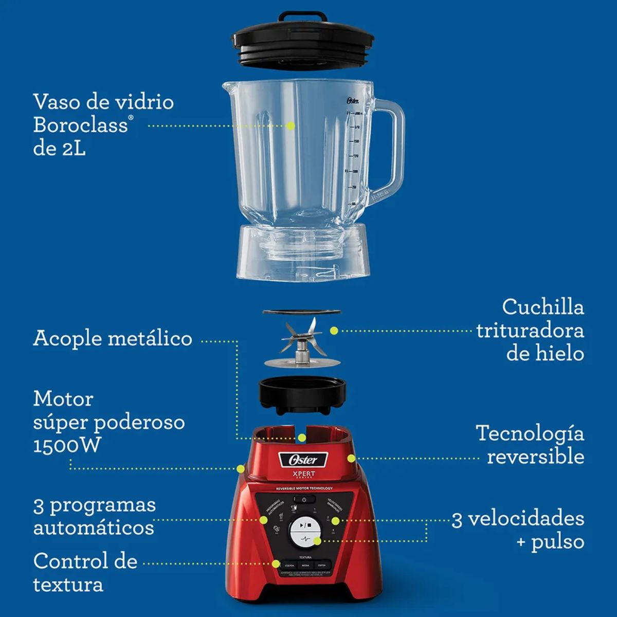 Oster™|Licuadora Xpert Series + vaso Blend-N-Go