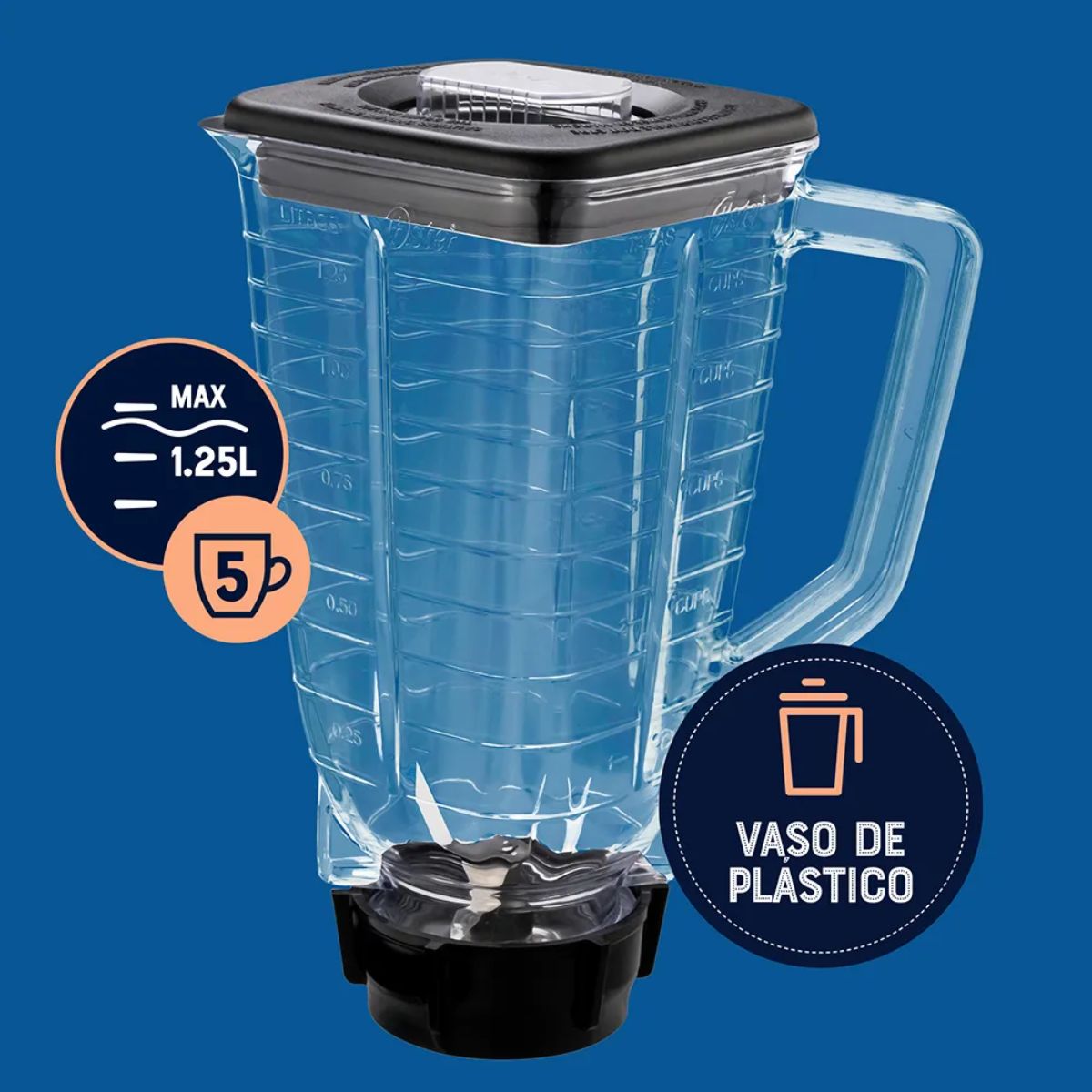 Oster™|Licuadora vaso de plástico negra