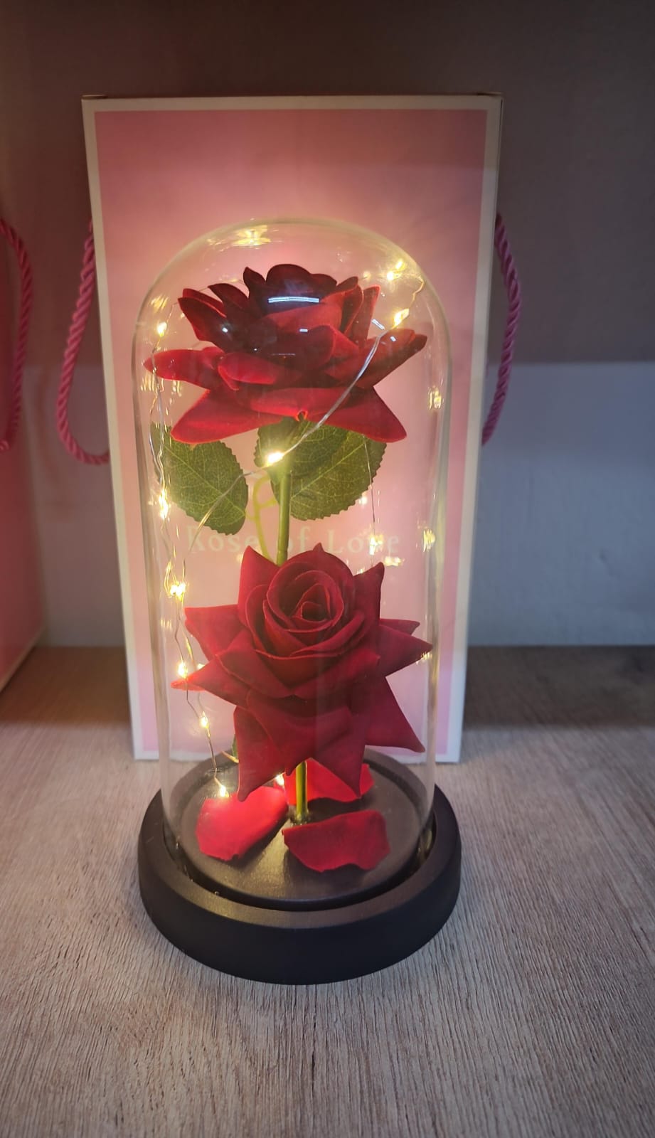 ROSE OF LOVE™|ROSA DOBLE EN URNA DE CRISTAL