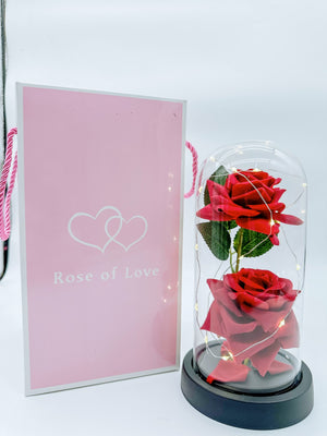 ROSE OF LOVE™|ROSA DOBLE EN URNA DE CRISTAL