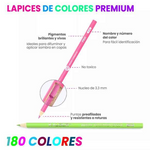 Kit De Lápices Colores Premium 180 Tonos Cromáticos Estuche