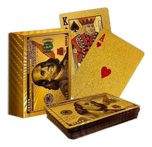 Cartas Baraja Poker Dorado Lujo Fino