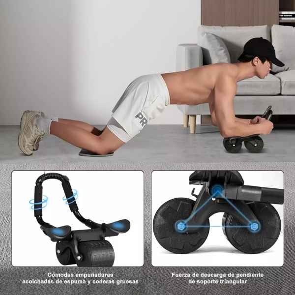 Rueda Abdominal Abs Rebote Automático Soporte Codos